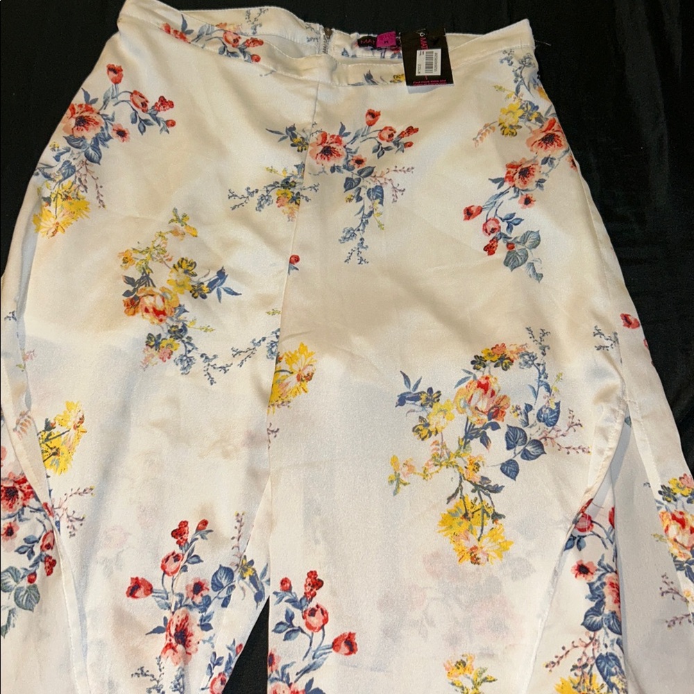 Material Girl White and Blue Floral Skirt